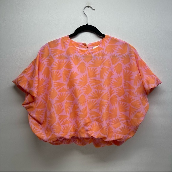j.marie Tops - J.Marie dolman floral Orange and Pink Women's crop Top size Small